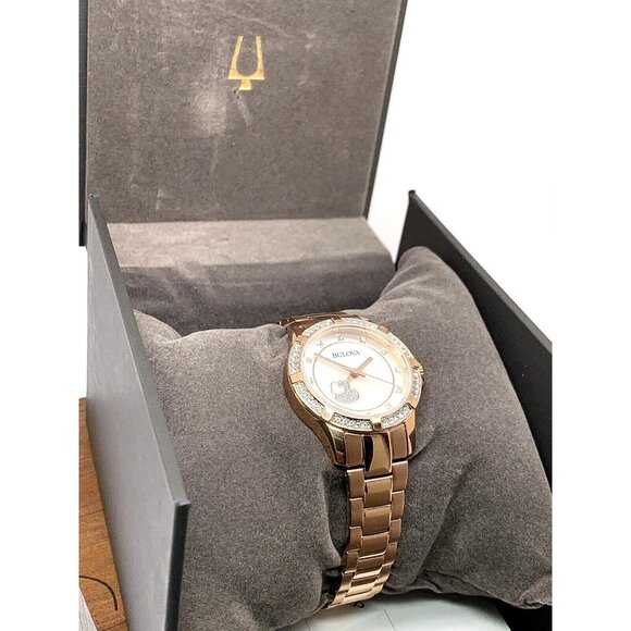 Bulova Women's Watch 98L303 Quartz Crystal Accent Rose Gold Stainless Steel - Picture 3 of 14